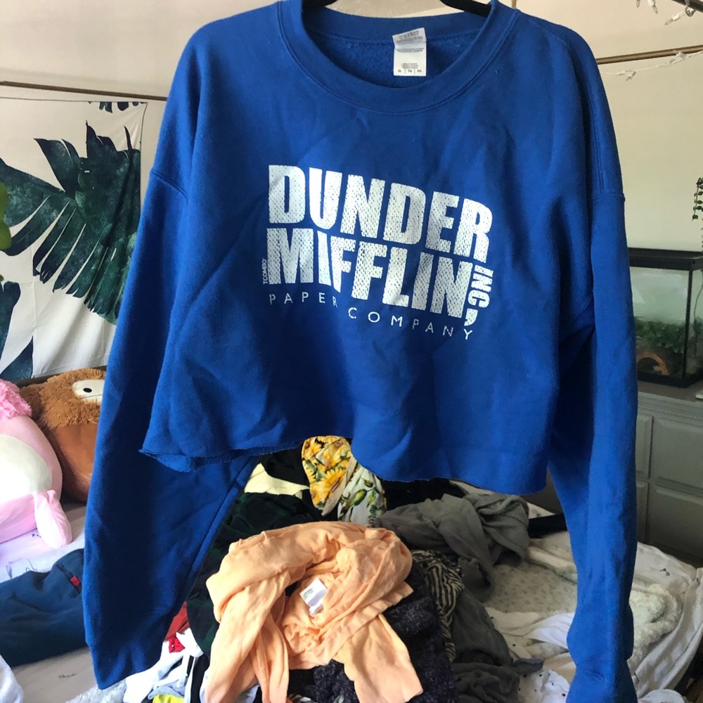cropped dunder mifflin sweatshirt